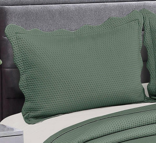 Colcha Cobre Leito Bullet Casal 3pç Dupla Face Matelassê Cor Verde Lisa