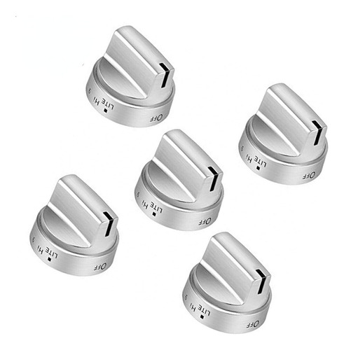 5 Pcs New Control Knobs Silver Replacement For Ge Gas Ra Vvc