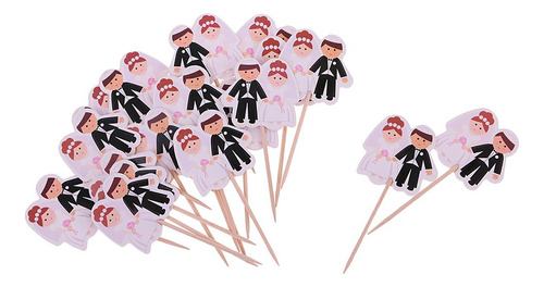 20pcs Paper Bride \u0026 Groom Cupcake Pick Cake Topper