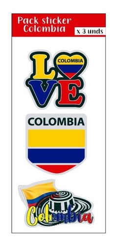 Imagen 1 de 4 de Sticker Calcomania Bandera Love Colombia Sombrero Vueltiao