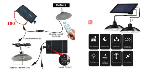 Lampara Solar Led Tipo Campana Recargable Ip65 Control Remot