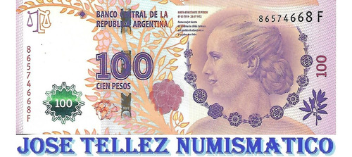 Bottero 4305 $ 100 Evita Serie F Ex Palermo (Usado)