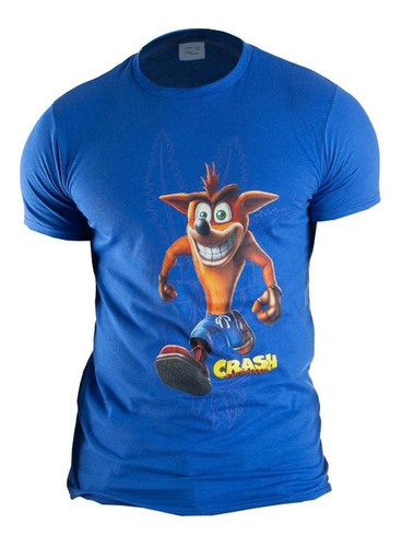 Playera Manga Corta Estampado Crash Bandicoot Azul Bioworld