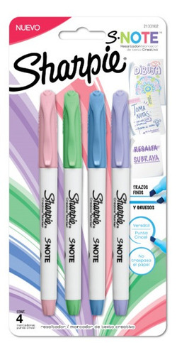 Sharpie 28900 Marcadores S.note Pastel X4