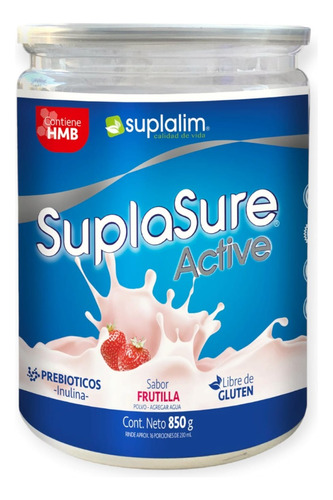 Proteina Suplasure Active 850gr 16sv Frutilla Suplalim