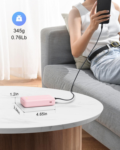 Power Bank Qecvec 20000 Mah Con 2 Cables Integrados De 22,5