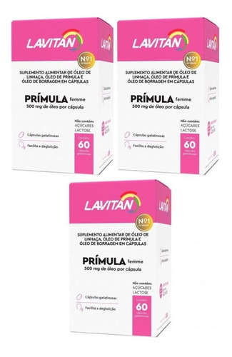 Kit Com 3 - Lavitan Prímula Femme Com 60 Cápsulas Gelatiosas