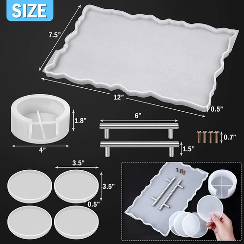Posavasos Y Bandeja Moldes Resina Silicona Bandejas Moldes