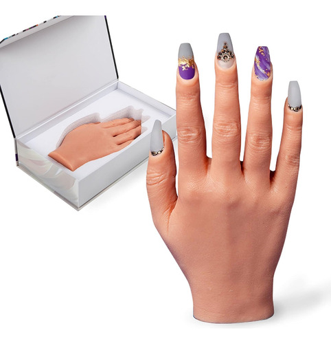 Mano De Práctica Profesional De Silicona Para Uñas Acríli...