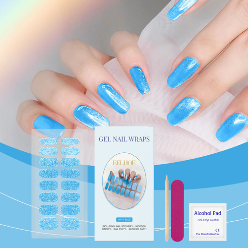 Set De Pegatinas De Uñas De Gel B Soft Con Purpurina Azul Os
