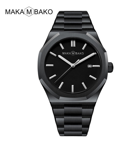 Reloj De Pulsera Impermeable De Cuarzo Clásico Makambako Color Del Fondo Negro/plateado