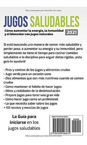 Libro: Jugos Saludables 2021: Más De 50 Recetas De Jugos Nat