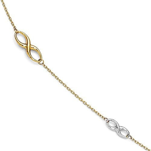 Anklet Infinito Oro 14k Bicolor, 9-10 