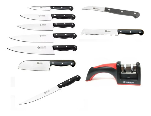 Set  Cuchillos Arbolito Boker X9 Piezas + Afialdor Magnum 