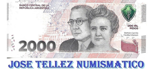 Billete Argentina 2000 Pesos Serie A Sin Sircular Palermo