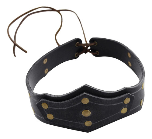 Tocado De Cuero, Diadema Ajustable, Disfraz Medieval, Negro