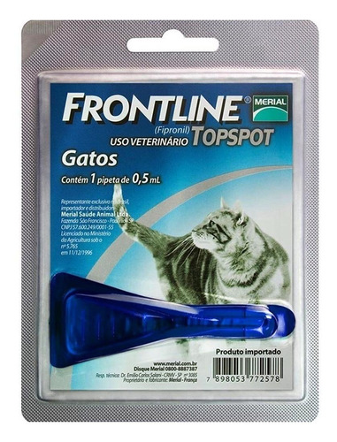 Pipeta antiparasitário para pulga Merial Frontline Top Spot para gato