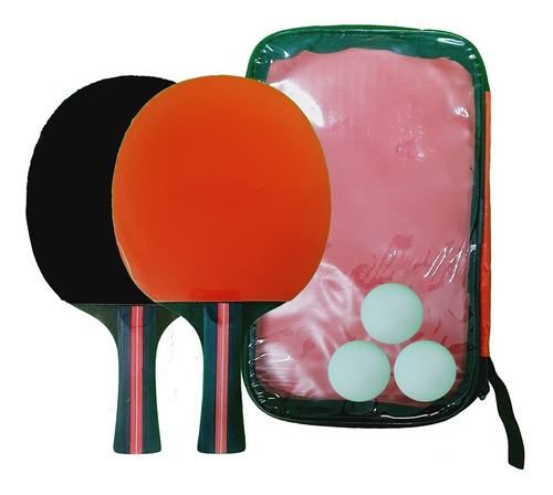 Imagen 3 de 5 de Juego De 2 Raquetas De Ping Pong Con 3 Pelotas Y Estuche