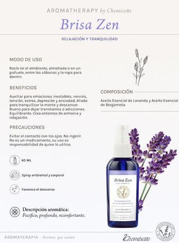 Spray Brisa Zen Lavanda Insomnio Ansiedad Sueño Envio Gratis