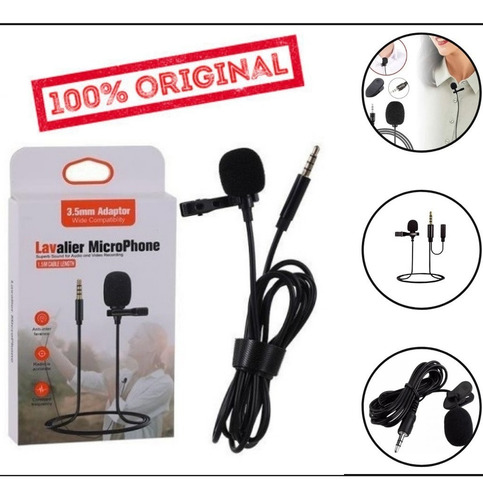 Microfone Lapela Cor Preto