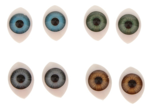 8pcs Ojos De Vidrio Con Parte Posterior Plana Ovalada Iris
