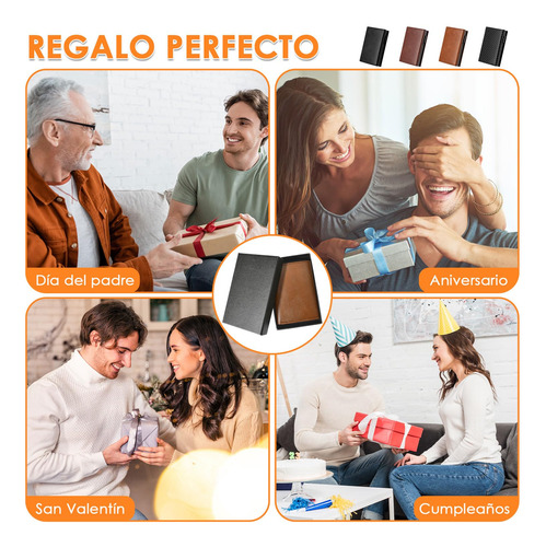 Billetera Hombre Cuero, Cartera Tarjetero Rfid Bloqueo Con