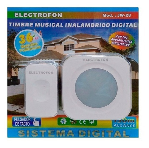 Timbre Musical Inalambrico Digital Electrofon Con Luz 