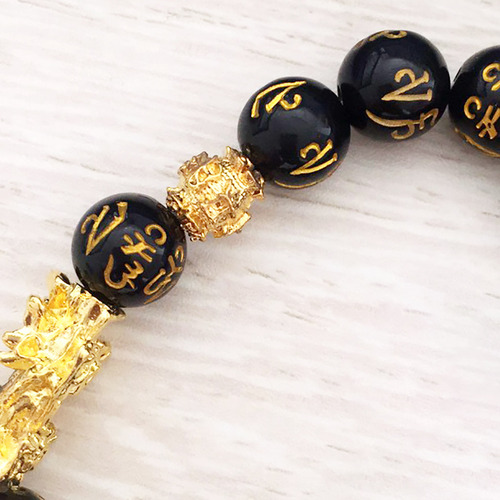 Pulsera G Black Beads Attract Wealth Jewelry Buddhist 0917