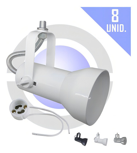Spot P/ Ar70 Led Gu10 P/ Trilho Eletrocalha Perfilado 8 Unid Cor Branco