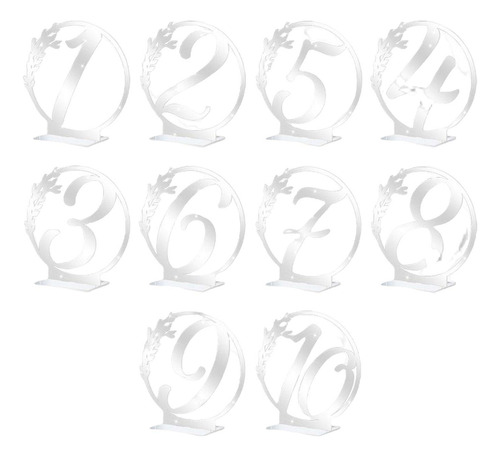 Cartões De Número De Mesa Resistentes, 10pcs Argent