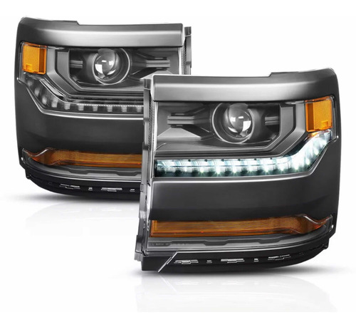 Faros Led Silverado 1500 2015 2016 2017 2018 Negro