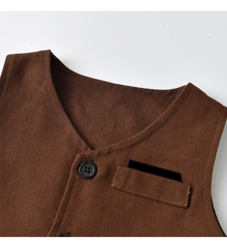 Conjunto Formal Para Niños Ropa De Fiesta Moño Tirantes Marrón 6 Años