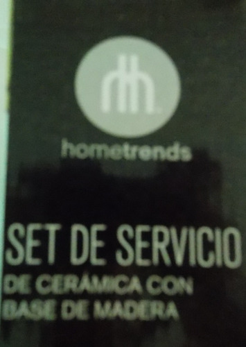 Set De Tazones Cerámica Con Base De Madera Marca Hometrends