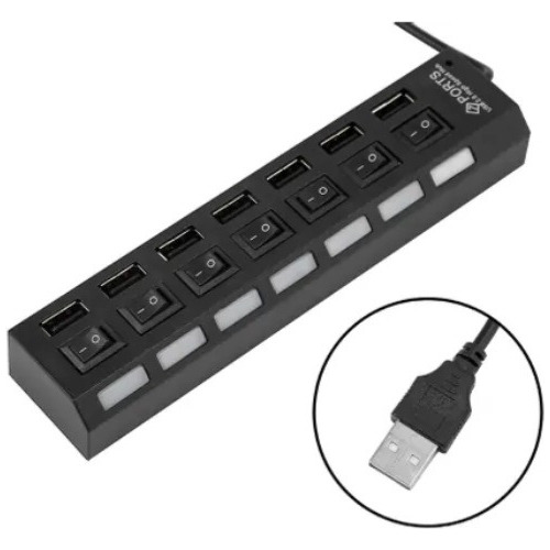 Hub De 7 Puertos O Multiplicador Usb 2.0 Tipo Zapatilla 