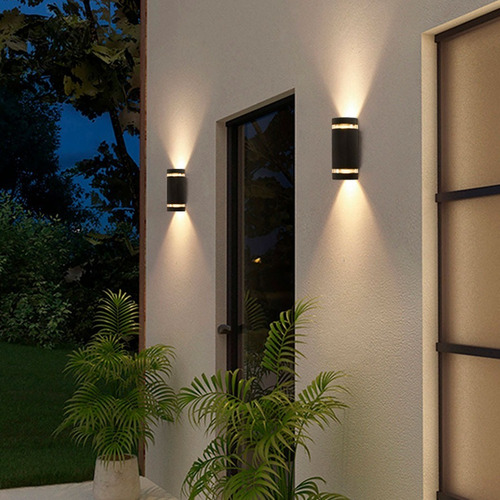 Aplique De Pared Bidireccional Exterior Aluminio Con Luz Led