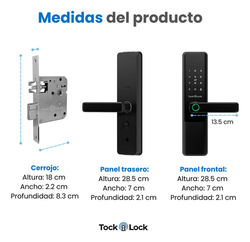 Cerradura Inteligente Chapa Digital De Seguridad Puerta Exterior Tlx20 Tl Negro