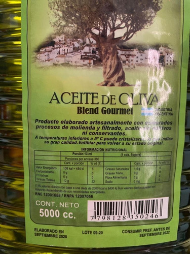 Aceite De Oliva 5 Litros Prensado Frio Extra Virgen - Blend