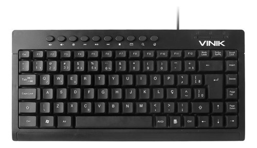 Mini Teclado Usb Multimídia Dynamic Slim Abnt 2 Vinik Dt111 Cor de teclado Preto