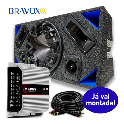 Caixa Dutada Completa Bravox 760w Sub 12 + Módulo Taramps