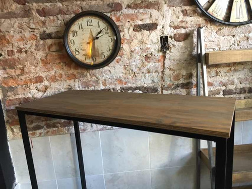 Imagen 9 de 9 de Mesa Barra Hierro Y Madera 100x40x105 Industrial Bar Evento