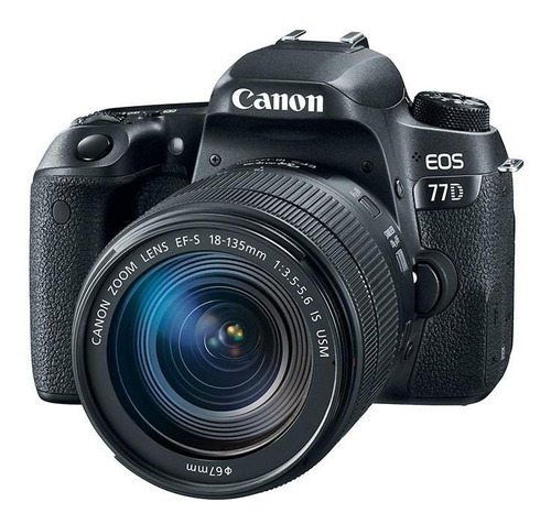  Canon EOS 77D 18-135mm IS USM Kit DSLR color  negro