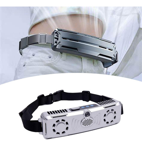 Ventilador Personal De Cintura Al Aire Libre Carga Plateado