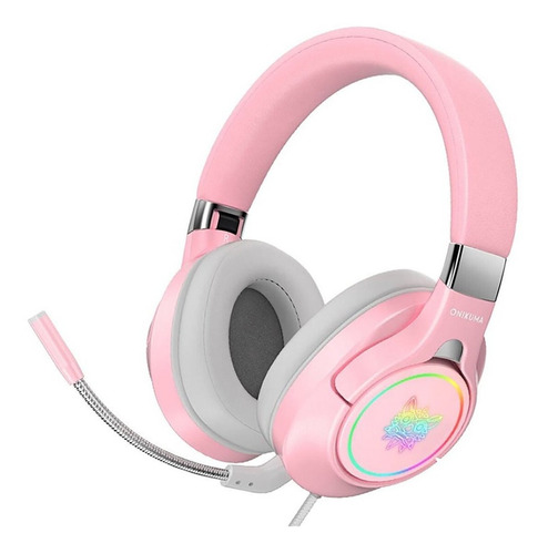 Auriculares para jugadores Onikuma K15 Pink Led Rgb Pc