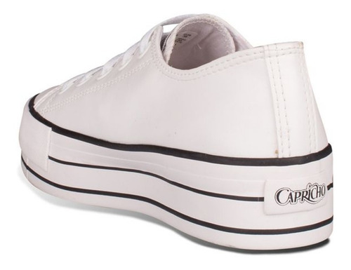 Imagem 3 de 4 de Tênis Feminino Caprichoshoes Plataforma Branco Com Preto