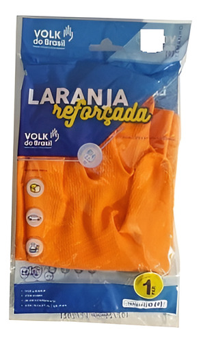 2 Pares Luva Látex Reforçada Laranja Tam. M(8) Volk Laranja