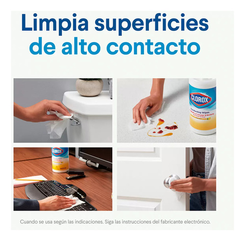 Clorox Toallas Desinfectantes 5 Botes Con 85 Toallitas C/u