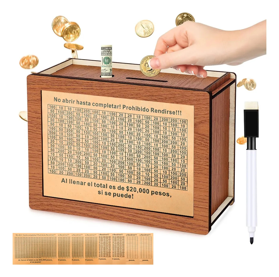 Alcancía Caja De Ahorros Mdf,para Ahorrar Alcansia Mdf Caqui