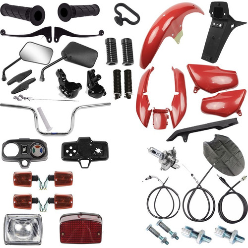 Kit Carenagem C/ Kit Farol Pisca Cg 125 Titan 95/99 Vermelho