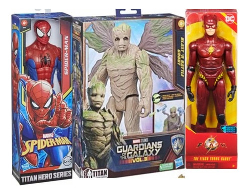 Spiderman, Groot Y Flash  Figuras De Acciön Super Promoción 