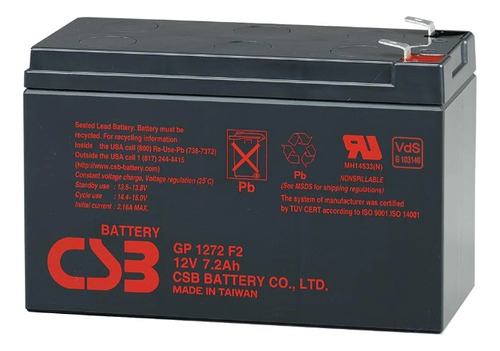 Batería de 12V 7Ah, Csb,  Gp1272 F2